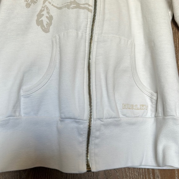 Hurley Full Zip Hoodie with Stud Details Off-White Jacket Size Small - Picture 5 of 12